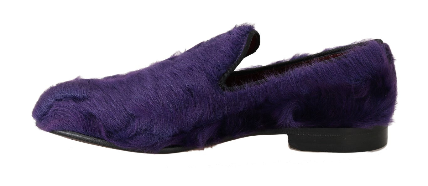 Paarse schapenbont leren loafers