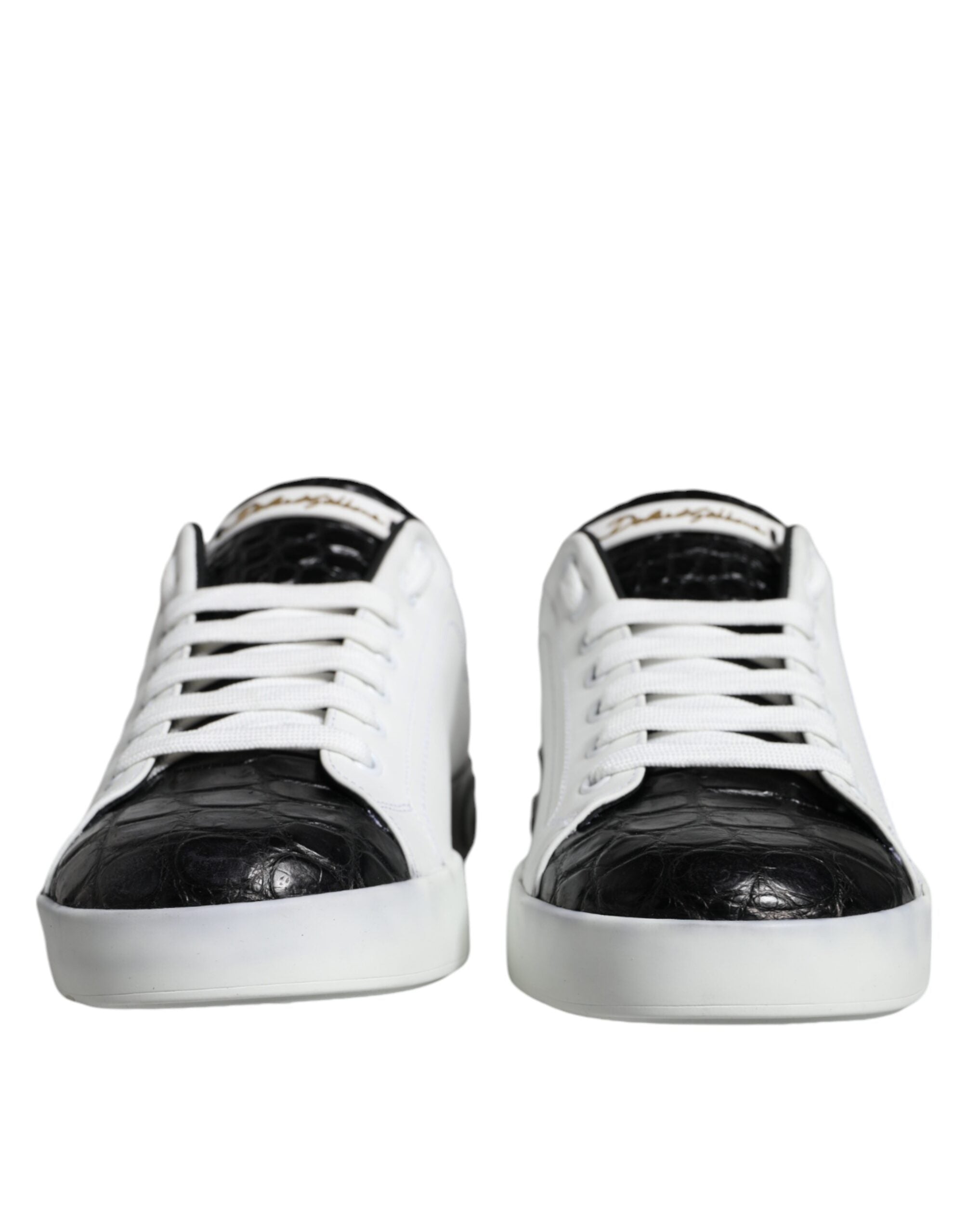 Zwarte leren Portofino-sneakerschoenen met logo
