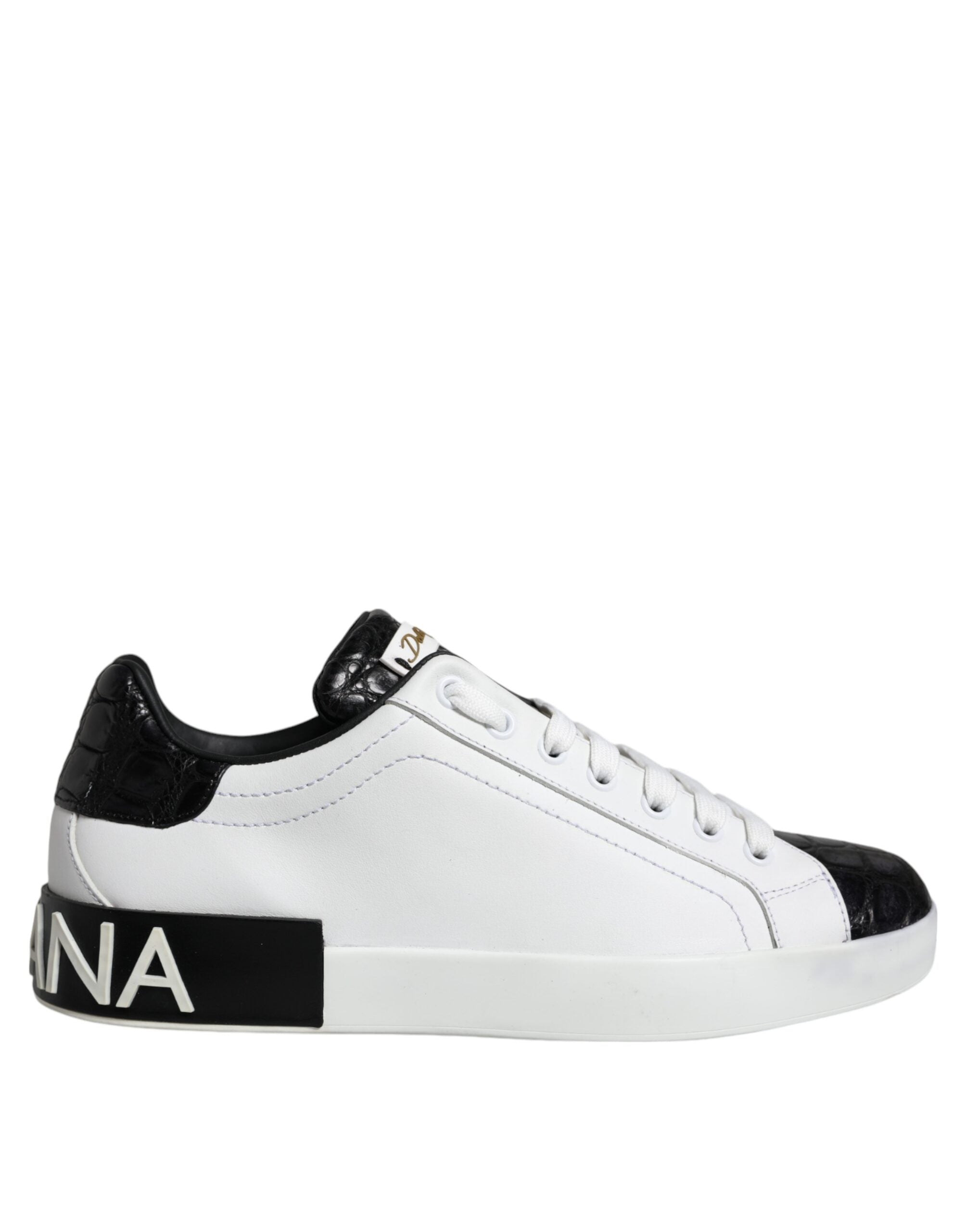 Zwarte leren Portofino-sneakerschoenen met logo