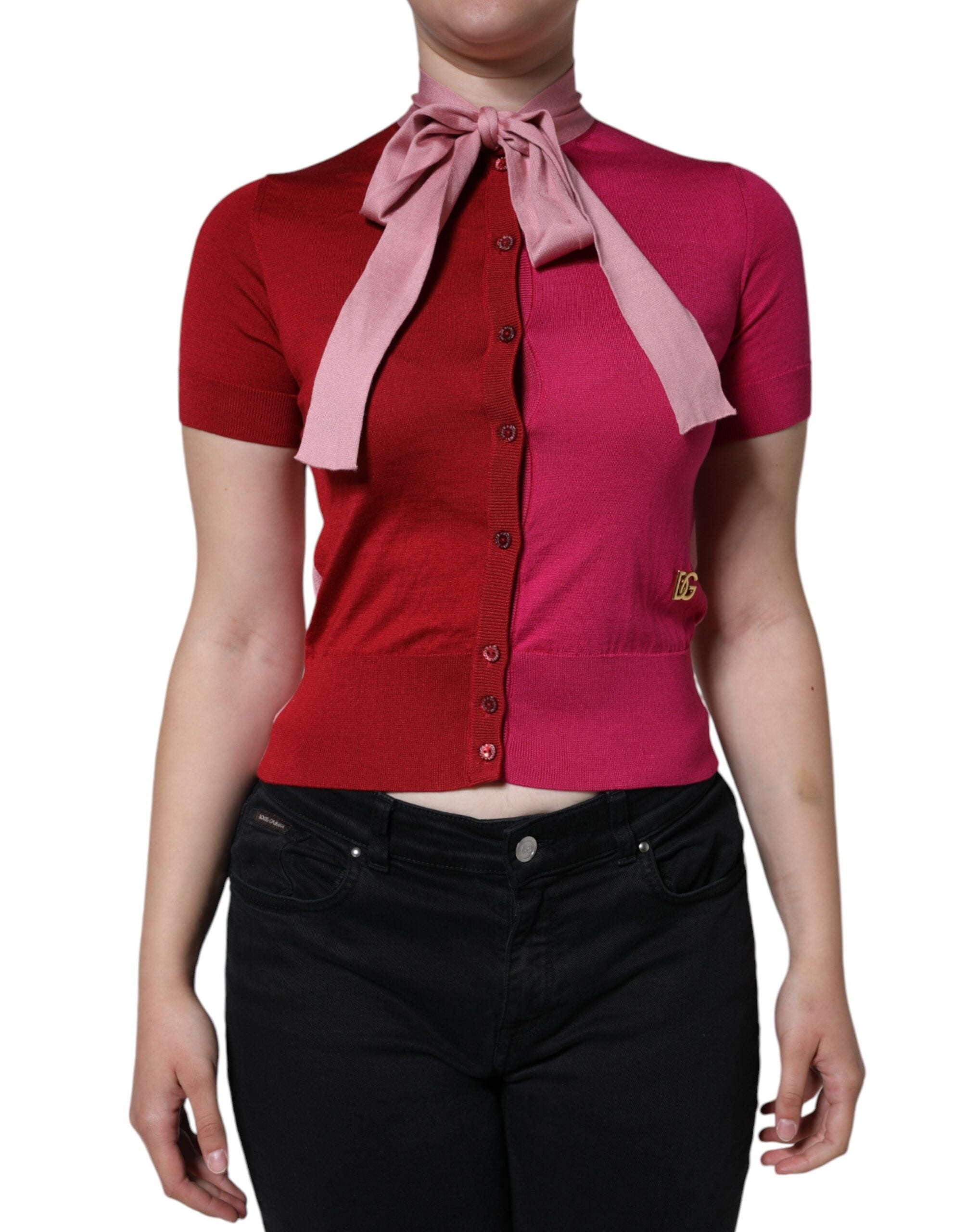 Roze korte mouwen trui Ascot kraag top