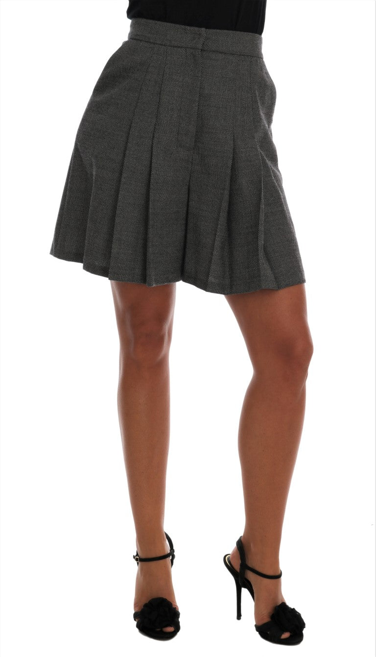 Grijze wollen minishort met hoge taille