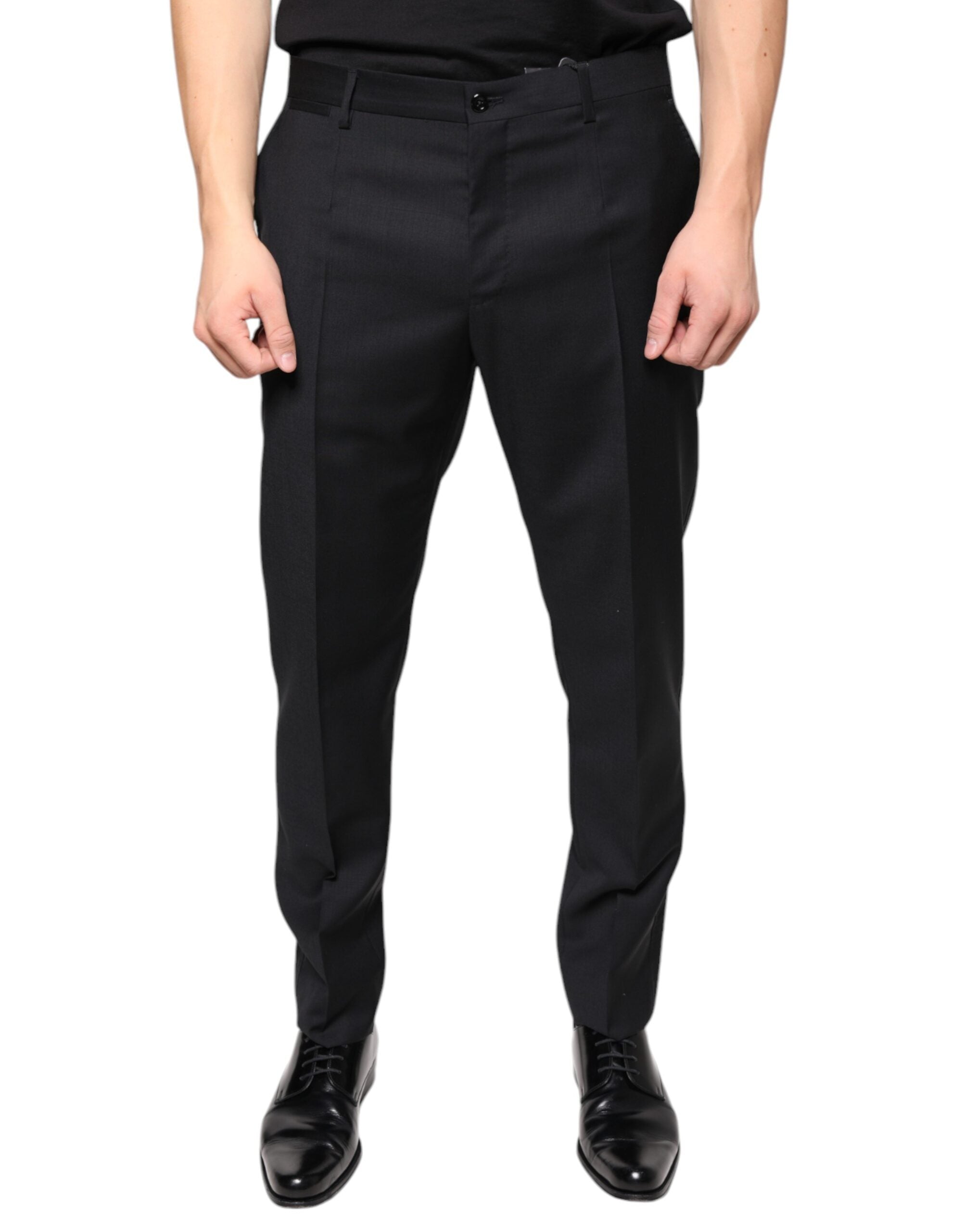 Zwarte wollen skinny herenbroek
