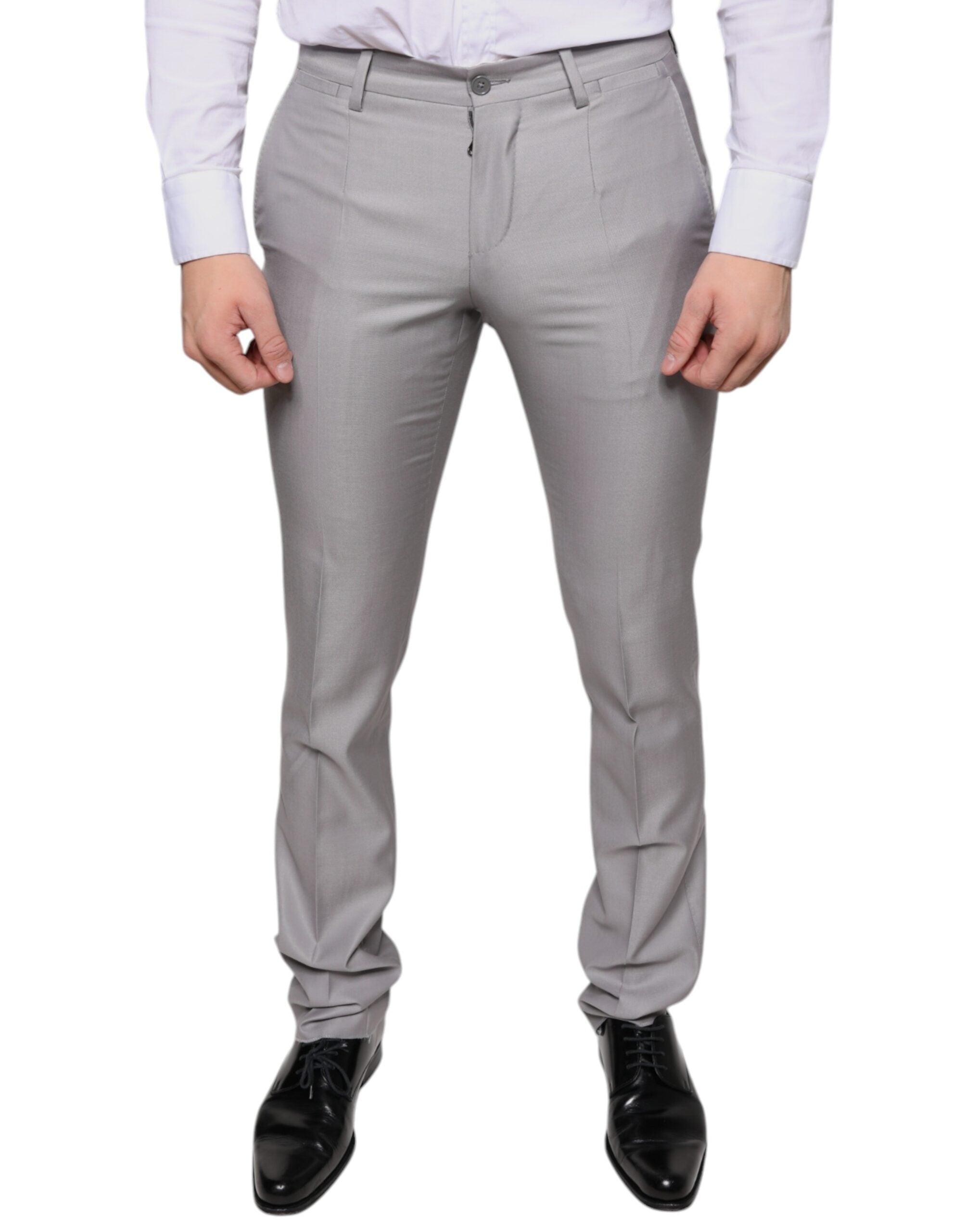 Lichtgrijze wollen pantalon