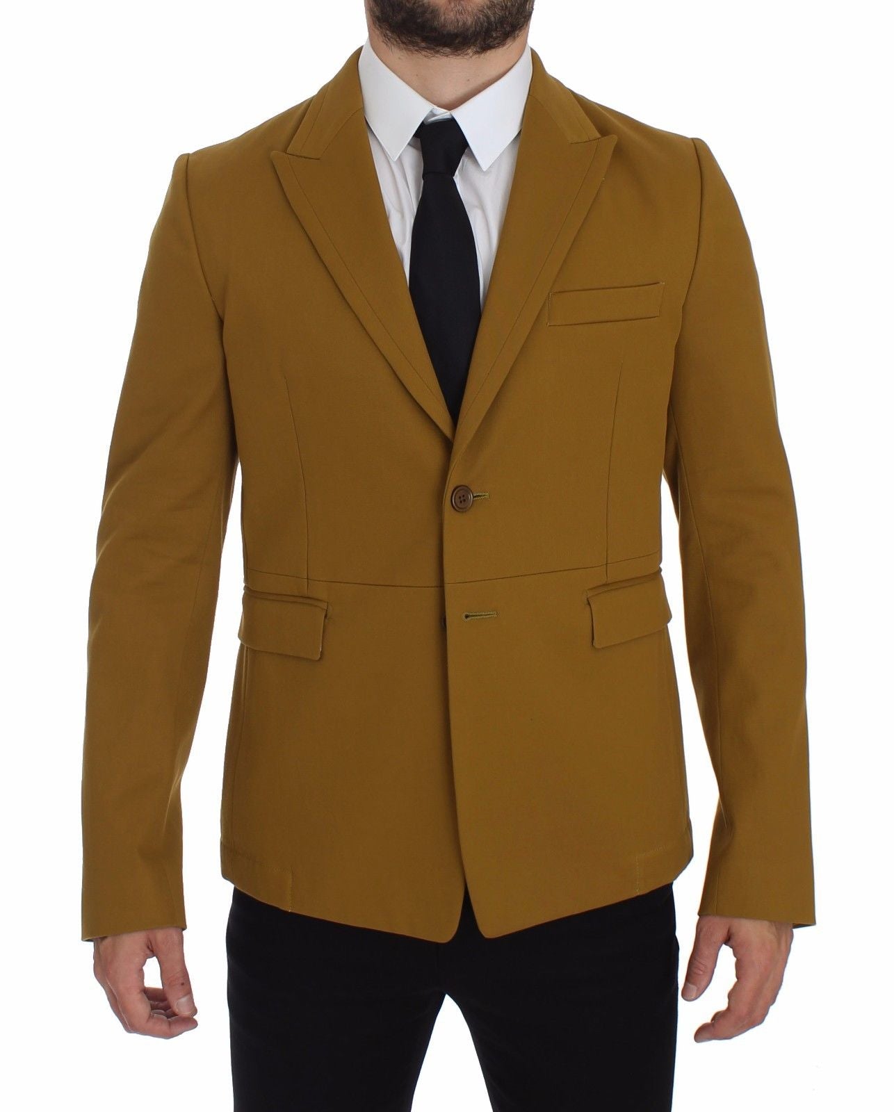 Gele katoenen stretchblazer