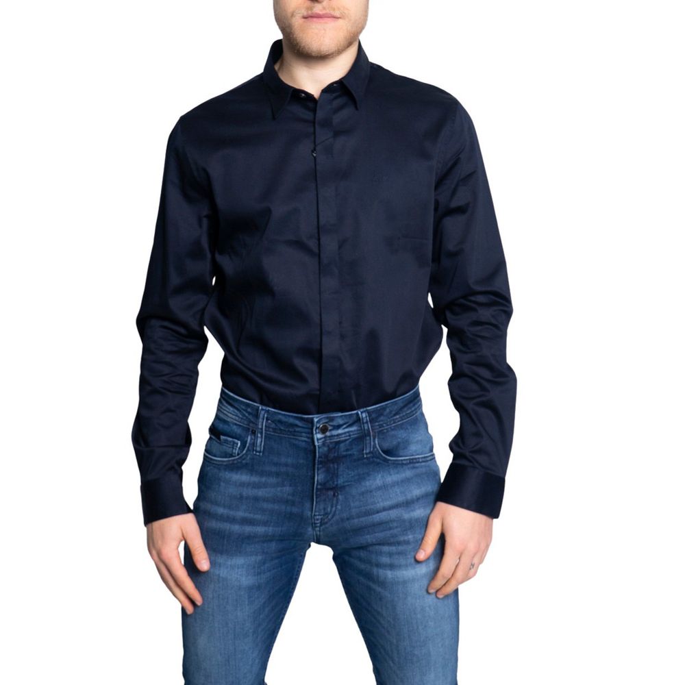 Blauw katoenen overhemd