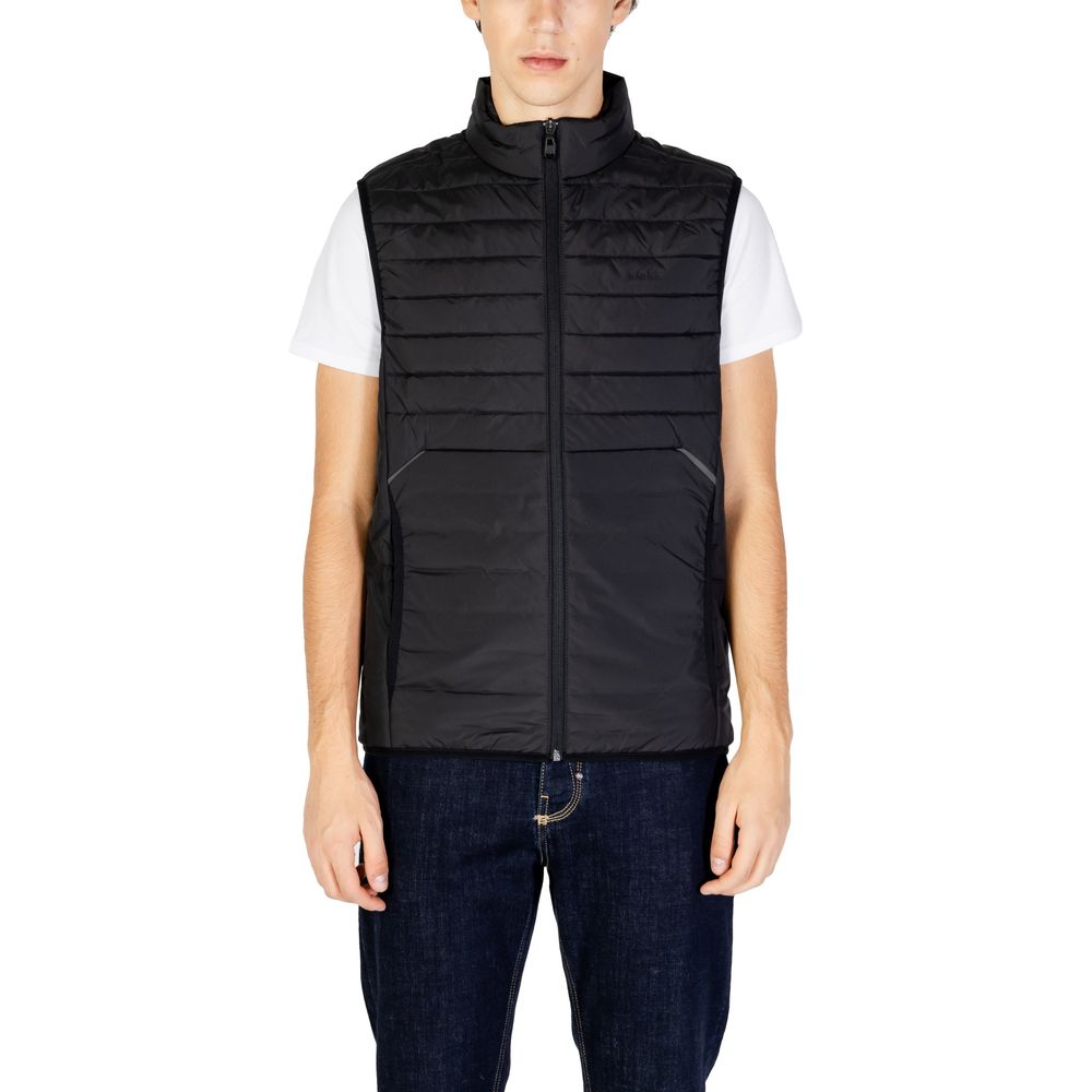 Zwarte polyester mouwloze jas