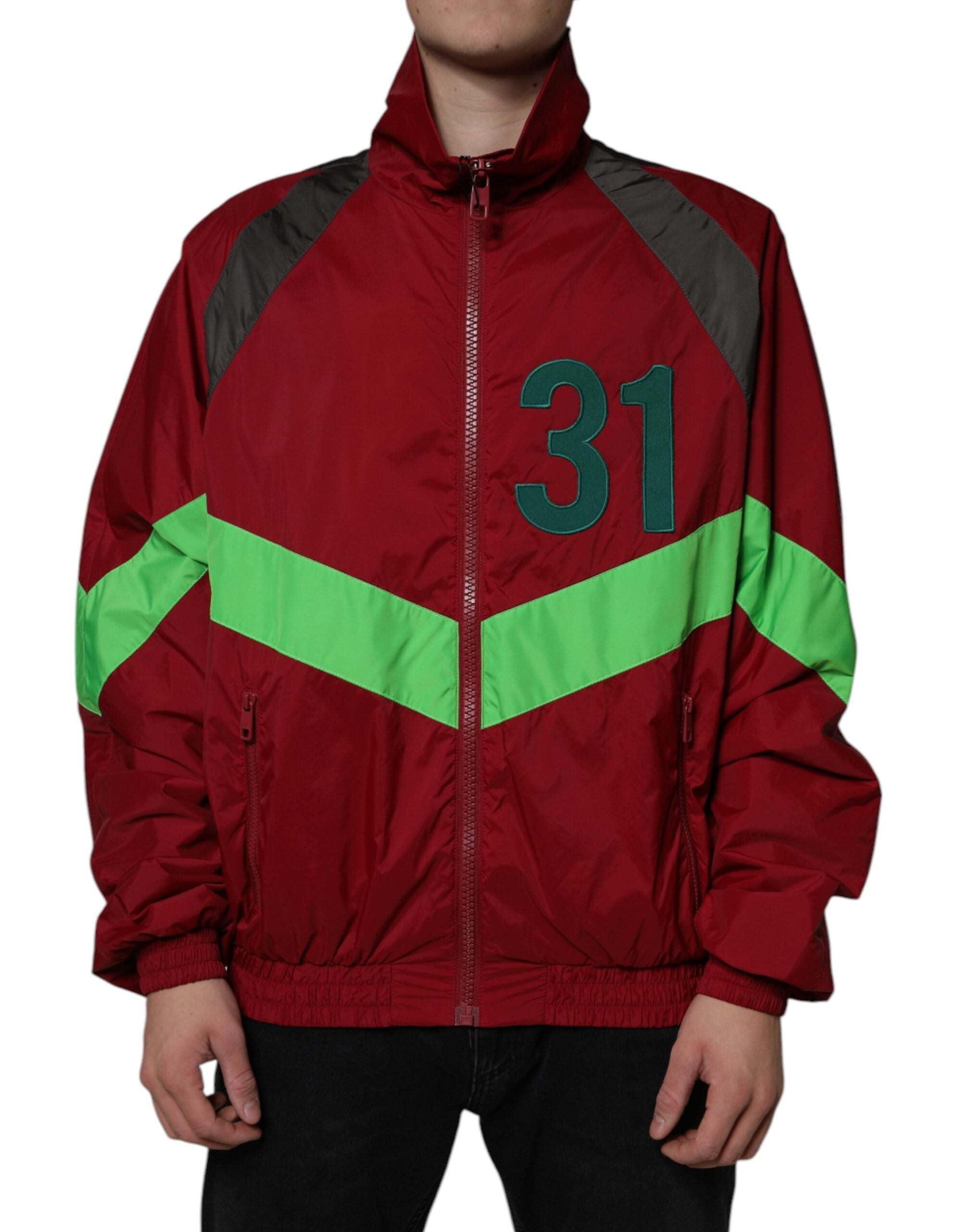 Multicolor nylon windjack met volledige ritssluiting