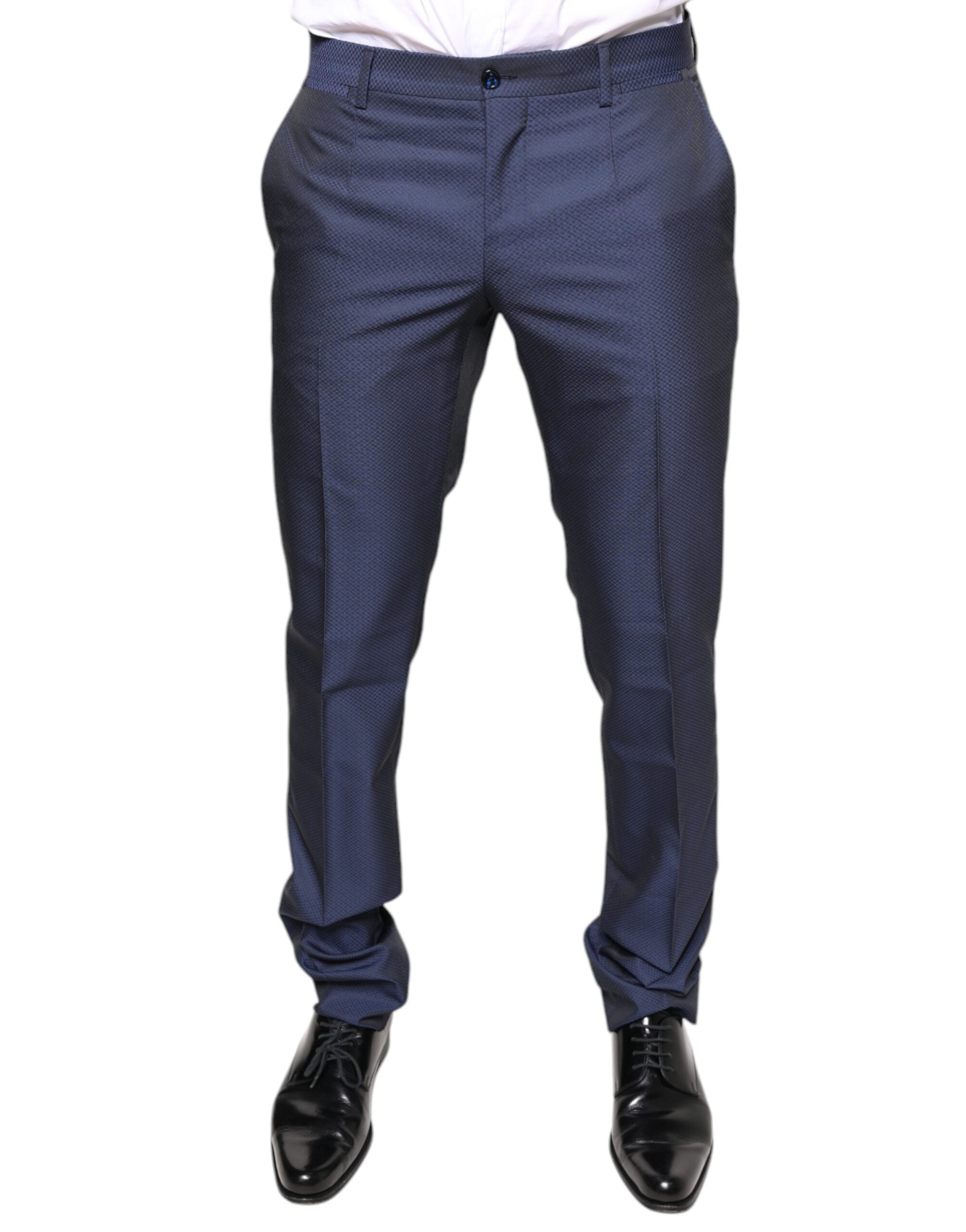 Blauwe polyester formele smokingbroek