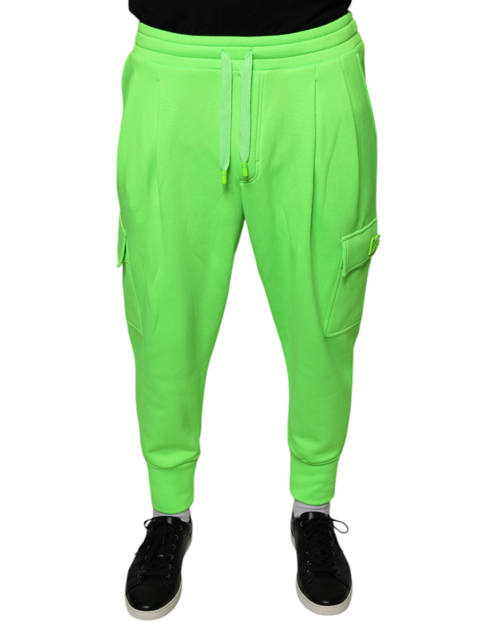 Neongroene polyester cargo joggingbroek met joggingbroek
