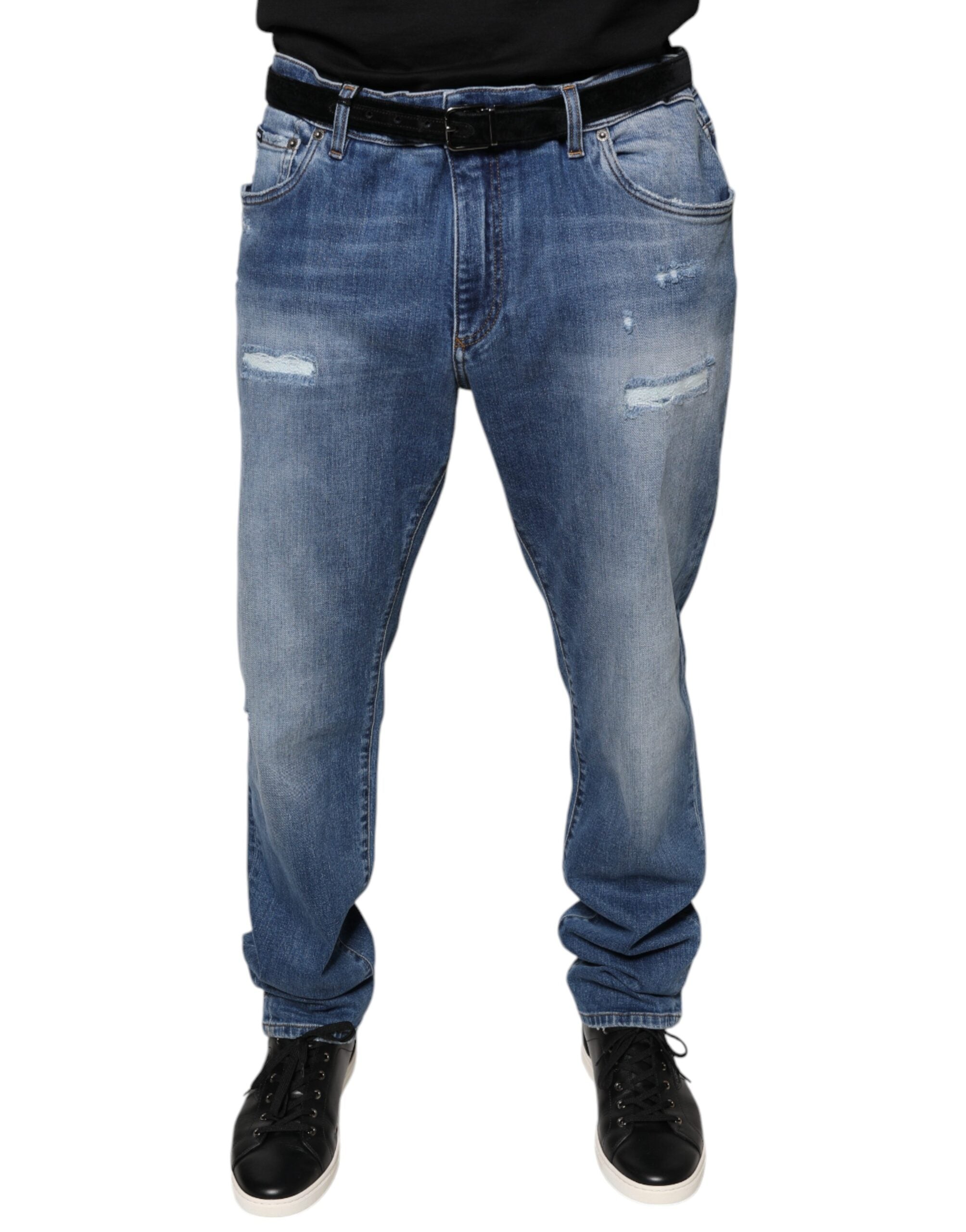 Blauwe gewassen katoenen stretch heren denim jeans