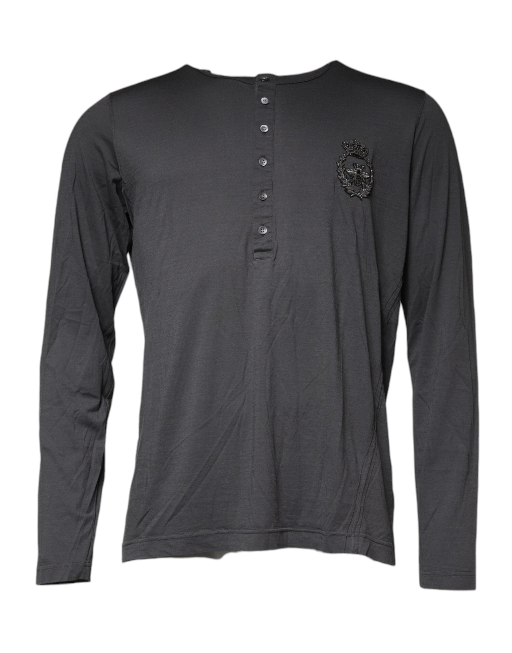 Grijze Crown Bee Borduurwerk Pullover Trui