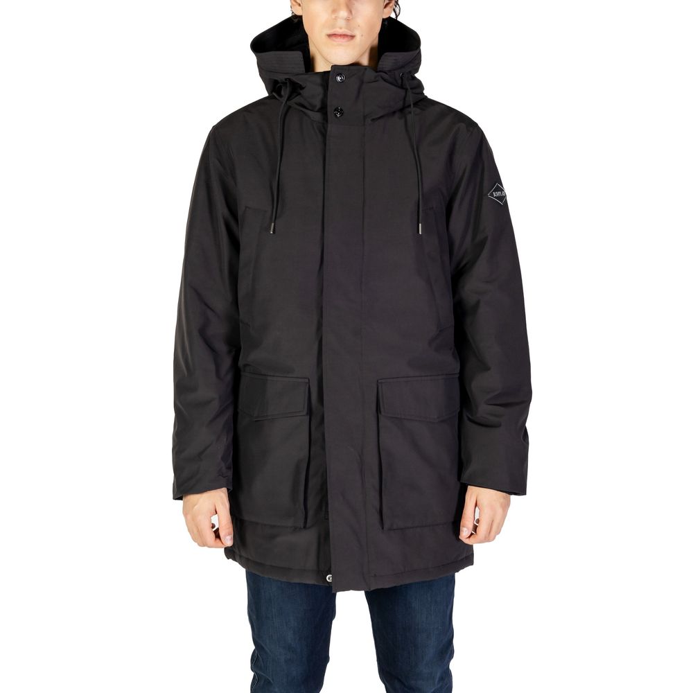 Zwarte polyamide parka