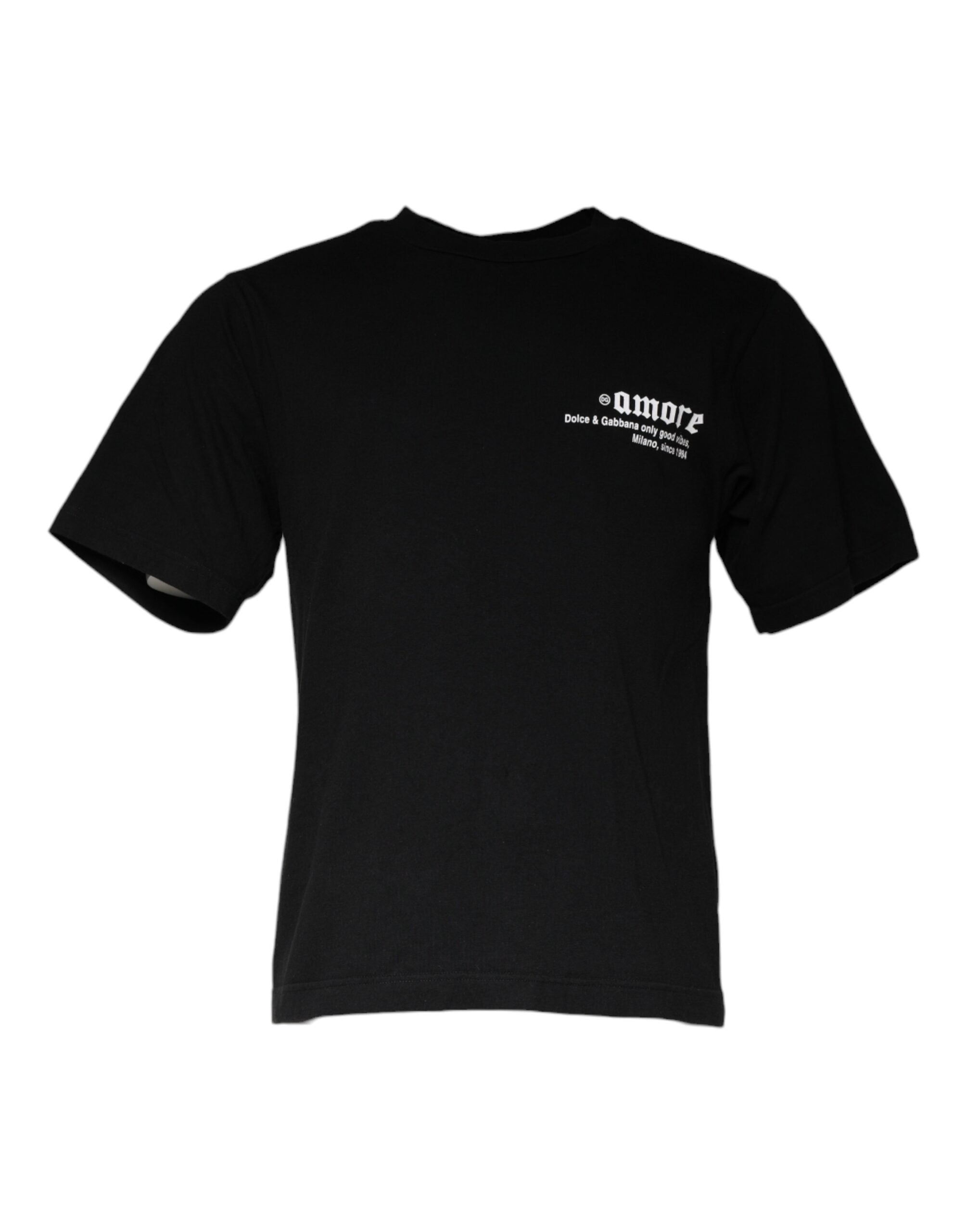 Zwart Amore Print Katoenen T-shirt met Ronde Hals