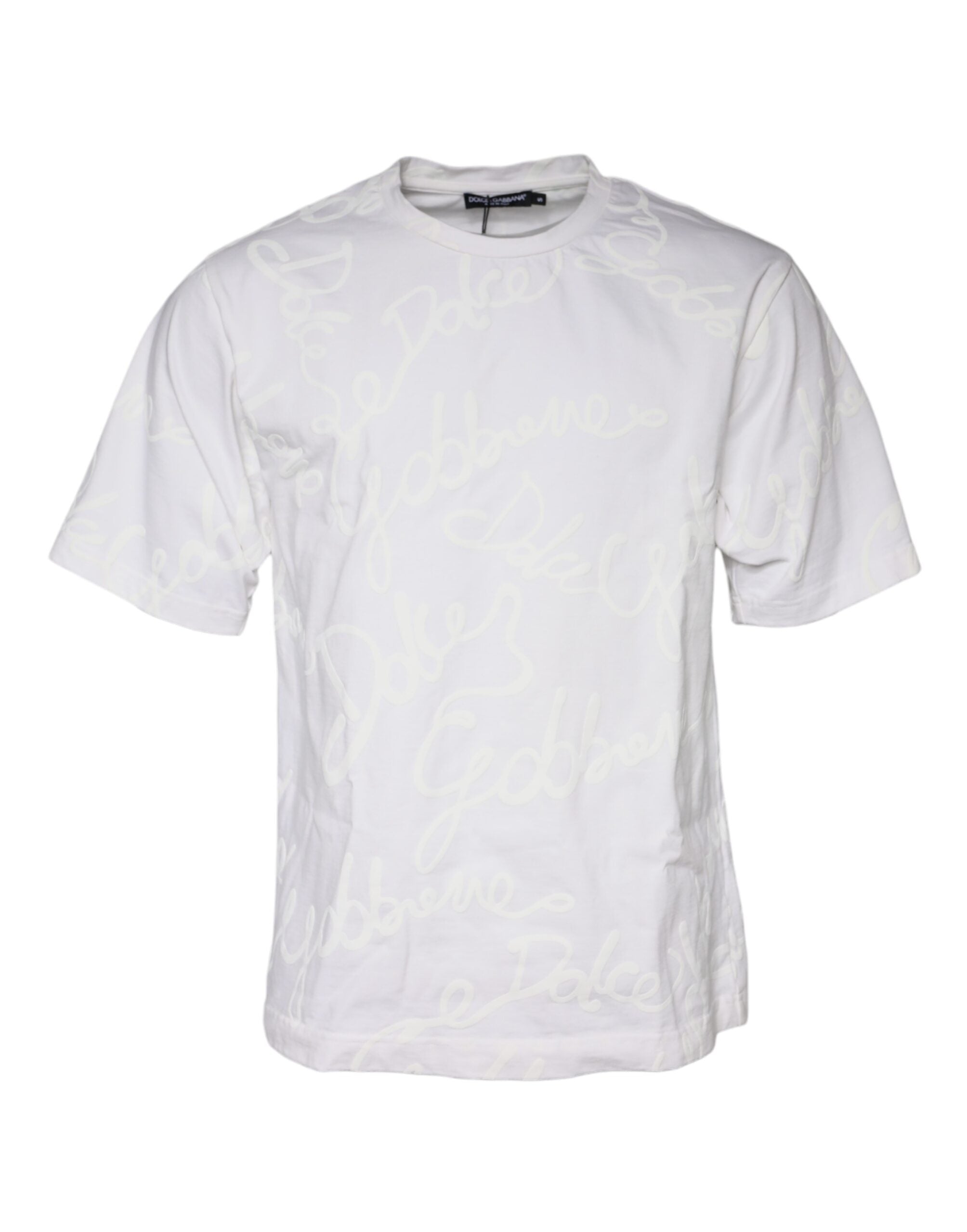 Wit T-shirt met ronde hals en logoprint van katoen
