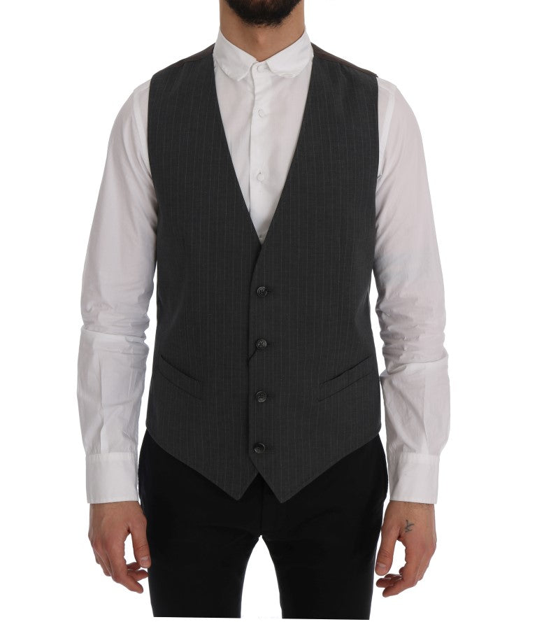 Grijs STAFF katoenen gestreept vest