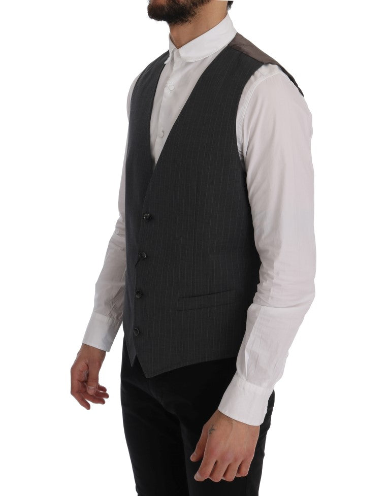 Grijs STAFF katoenen gestreept vest