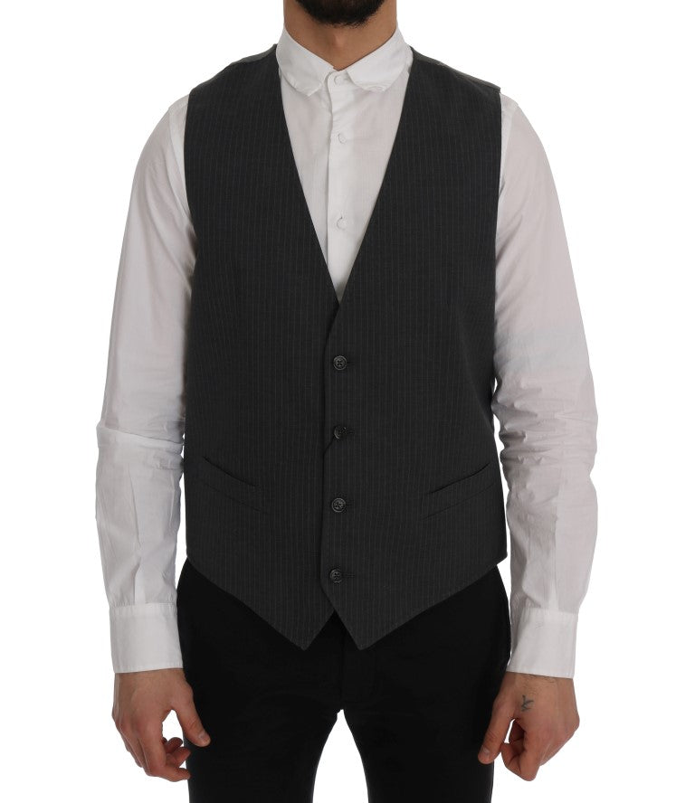 Grijs STAFF katoenen gestreept vest