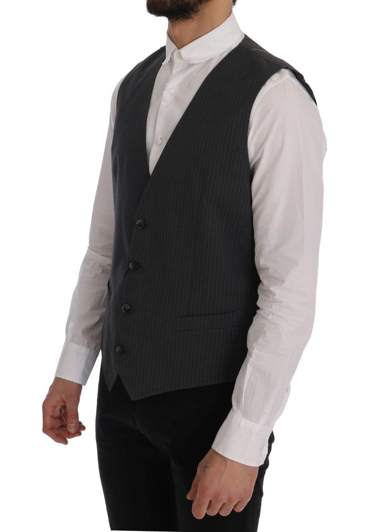 Grijs STAFF katoenen gestreept vest