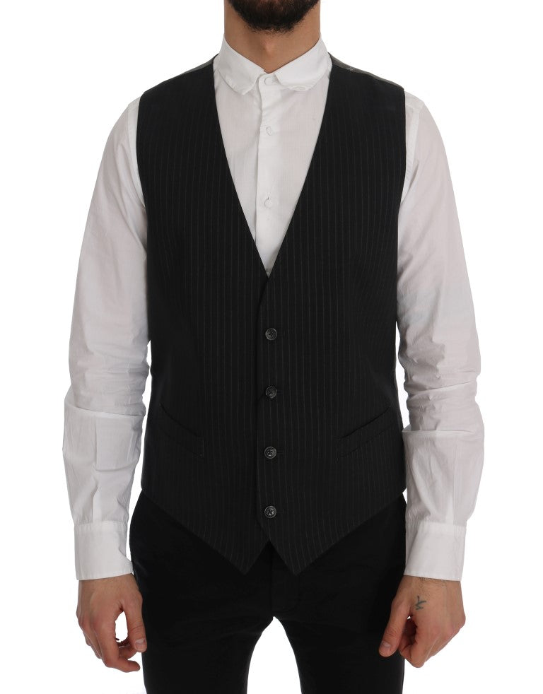 Grijs STAFF katoenen gestreept vest