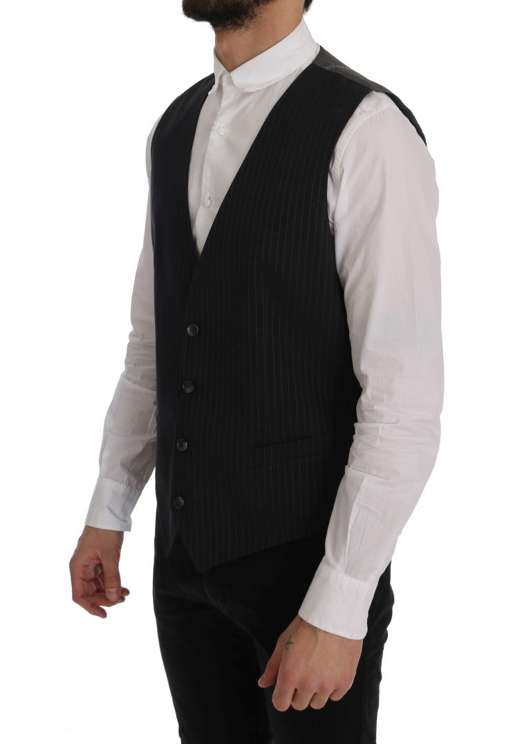 Grijs STAFF katoenen gestreept vest