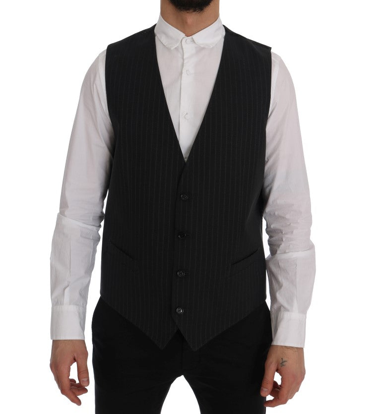 Grijs STAFF katoenen gestreept vest