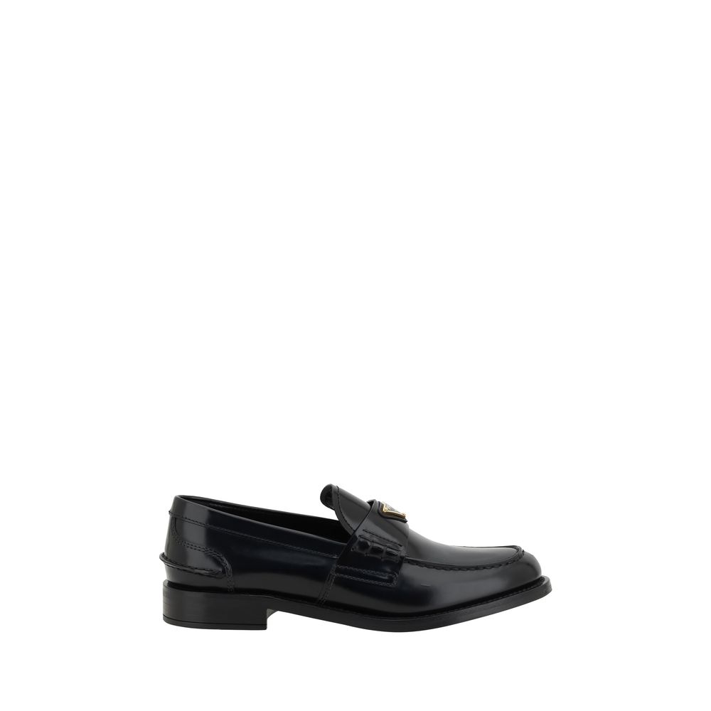 Zwarte leren logo loafers