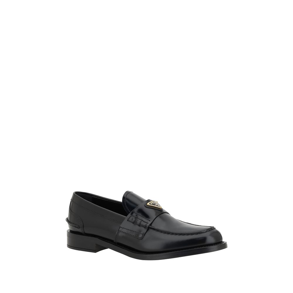 Zwarte leren logo loafers