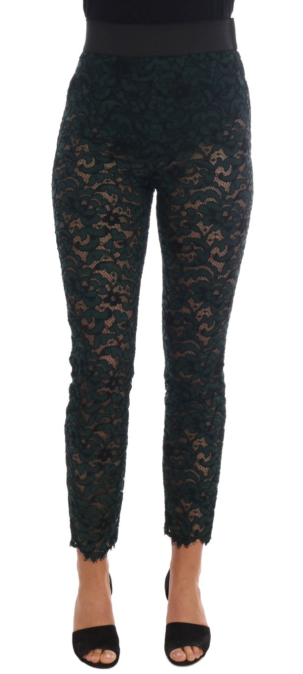 Groene bloemenkanten leggingbroek