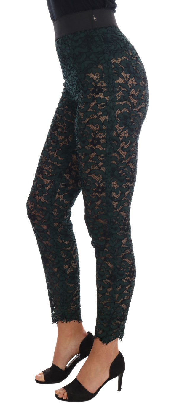 Groene bloemenkanten leggingbroek