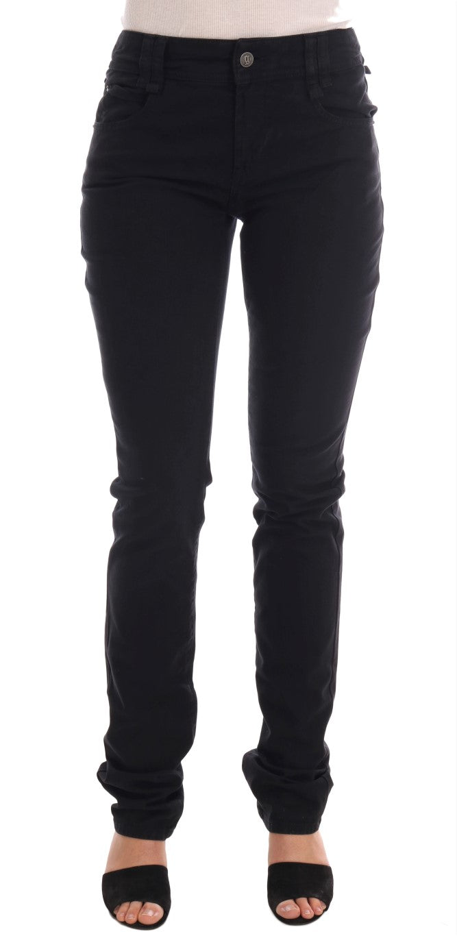 Zwarte katoenen denim stretch jeans met normale pasvorm