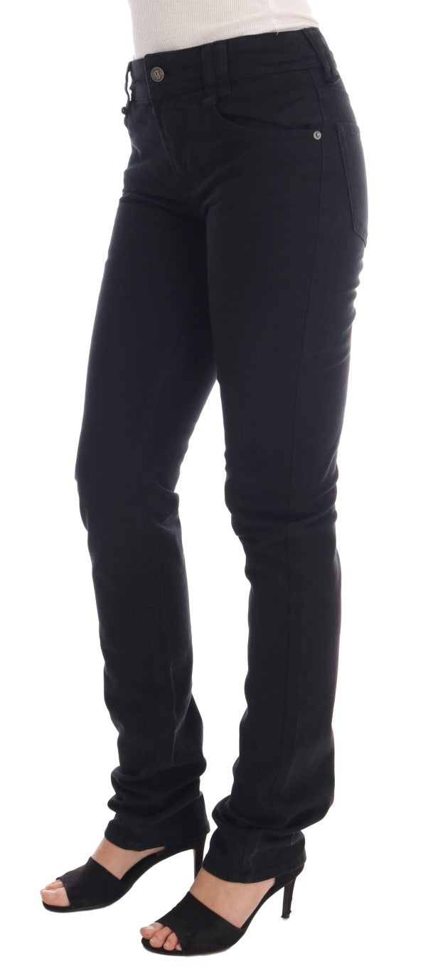 Zwarte katoenen denim stretch jeans met normale pasvorm