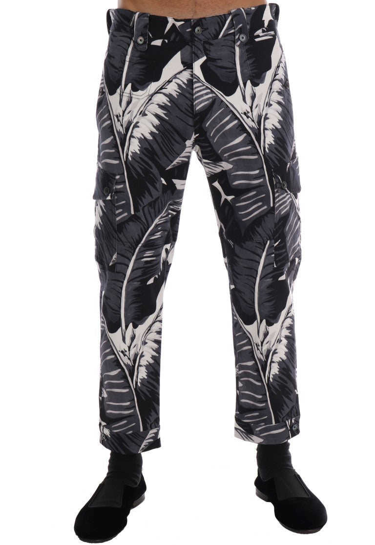 Grijze bananenblad katoenen broek