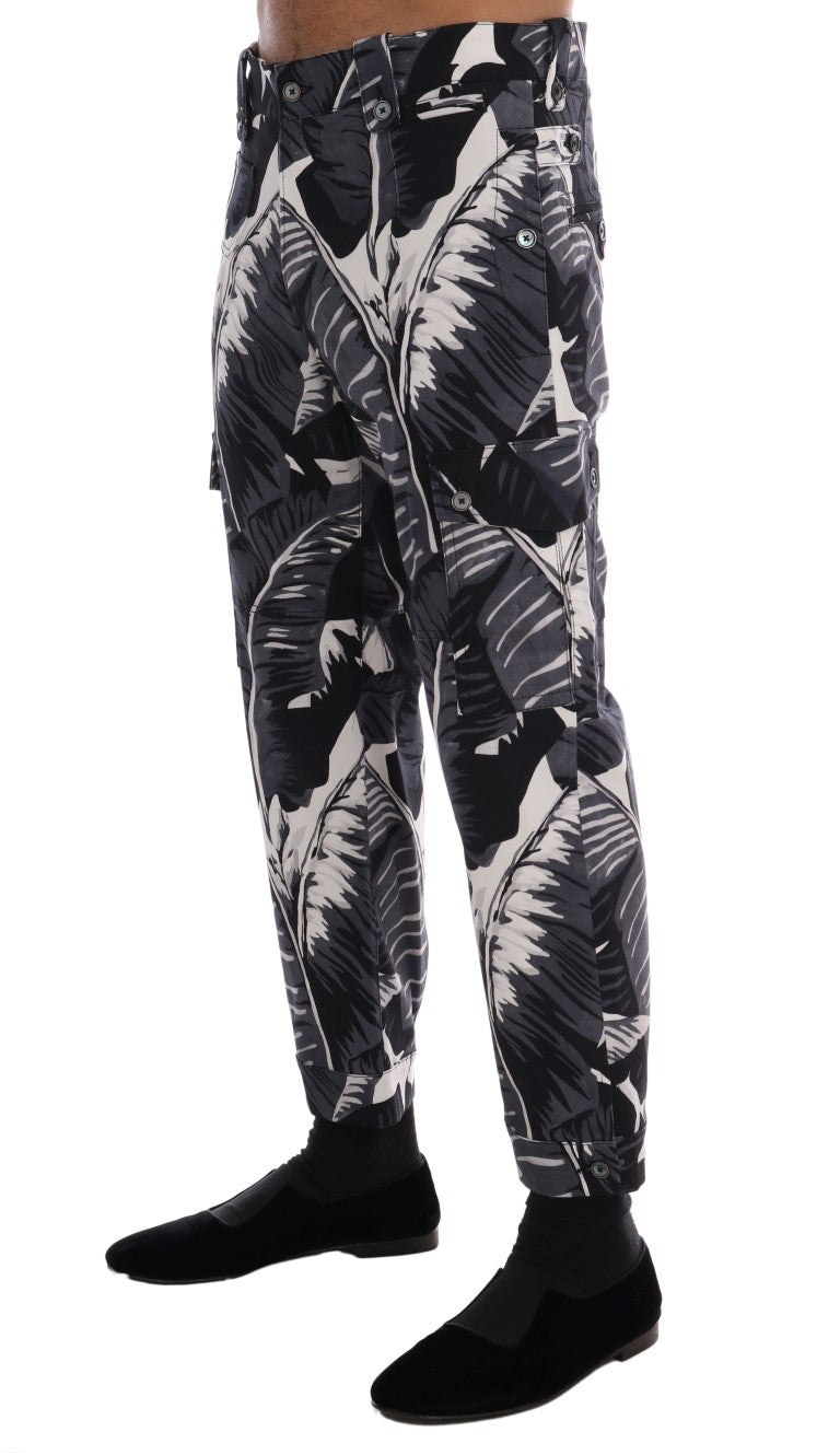 Grijze bananenblad katoenen broek