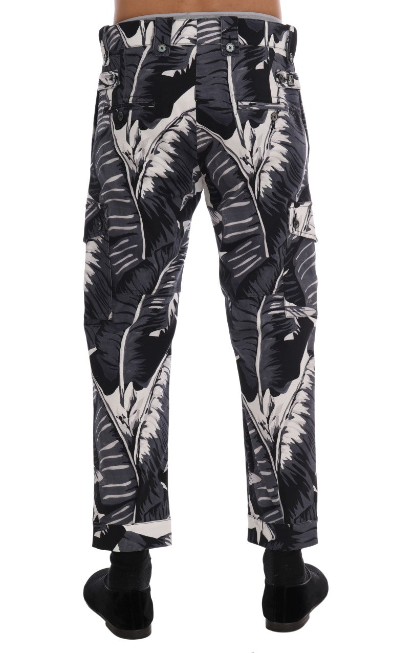 Grijze bananenblad katoenen broek
