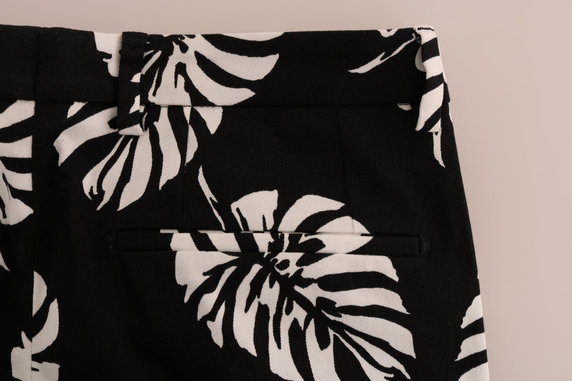 Witte zwarte katoenen stretch slim-fit broek