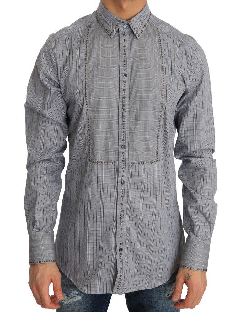 Grijs geruit GOUD katoenen slim fit overhemd