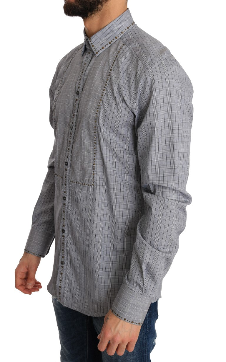 Grijs geruit GOUD katoenen slim fit overhemd