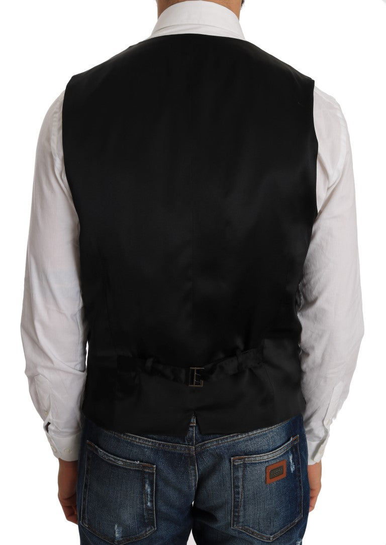 Grijs wollen patroon slim vest