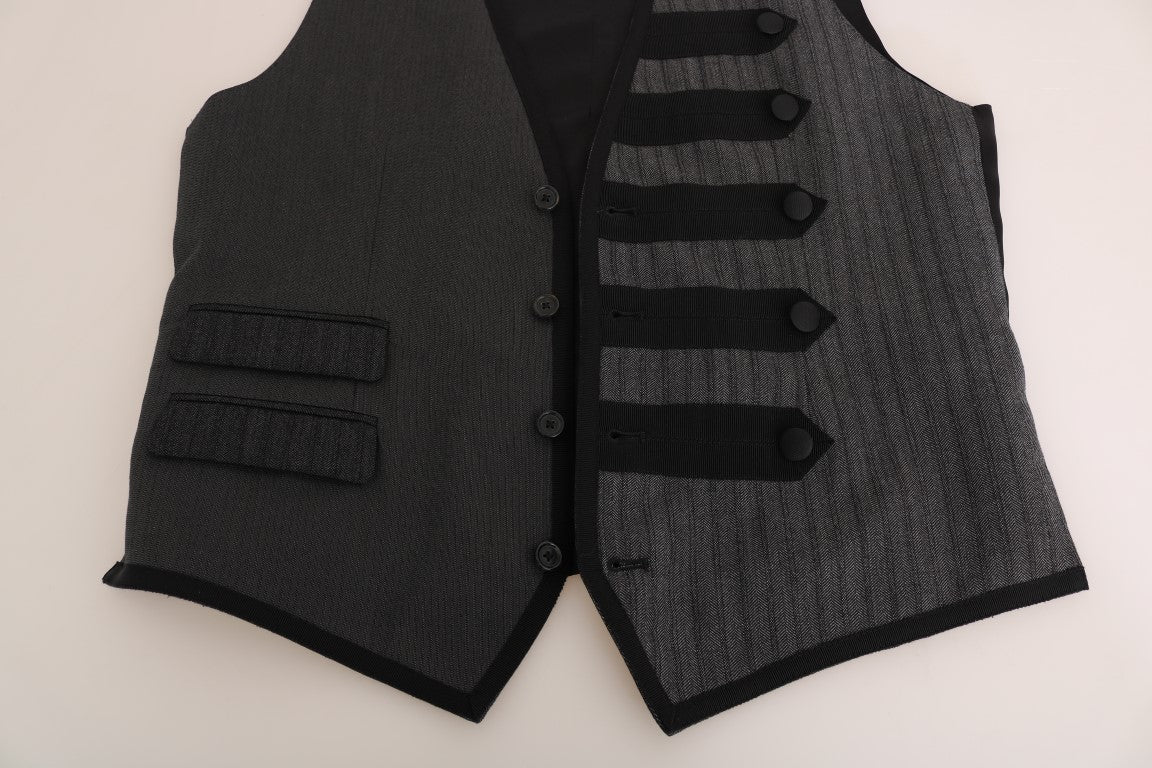 Grijs wollen patroon slim vest