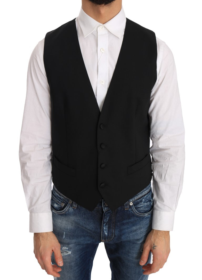 Zwart wollen zijden vest