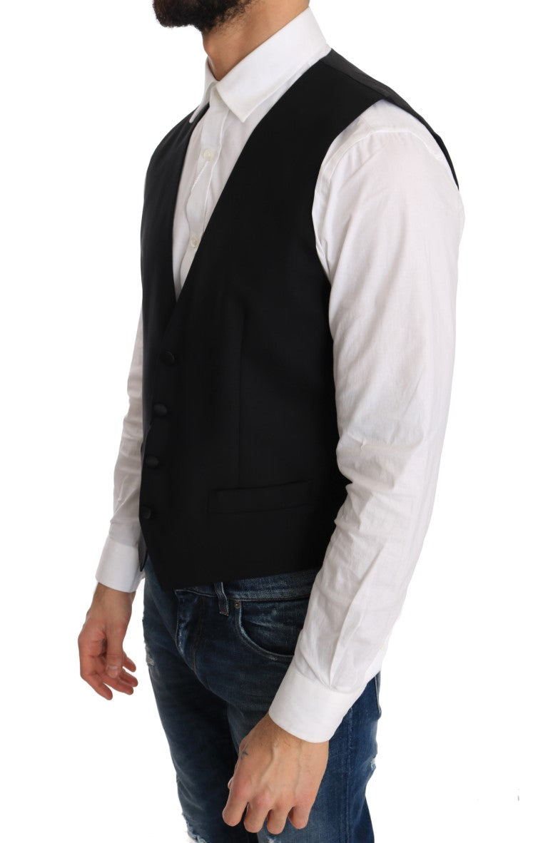 Zwart wollen zijden vest