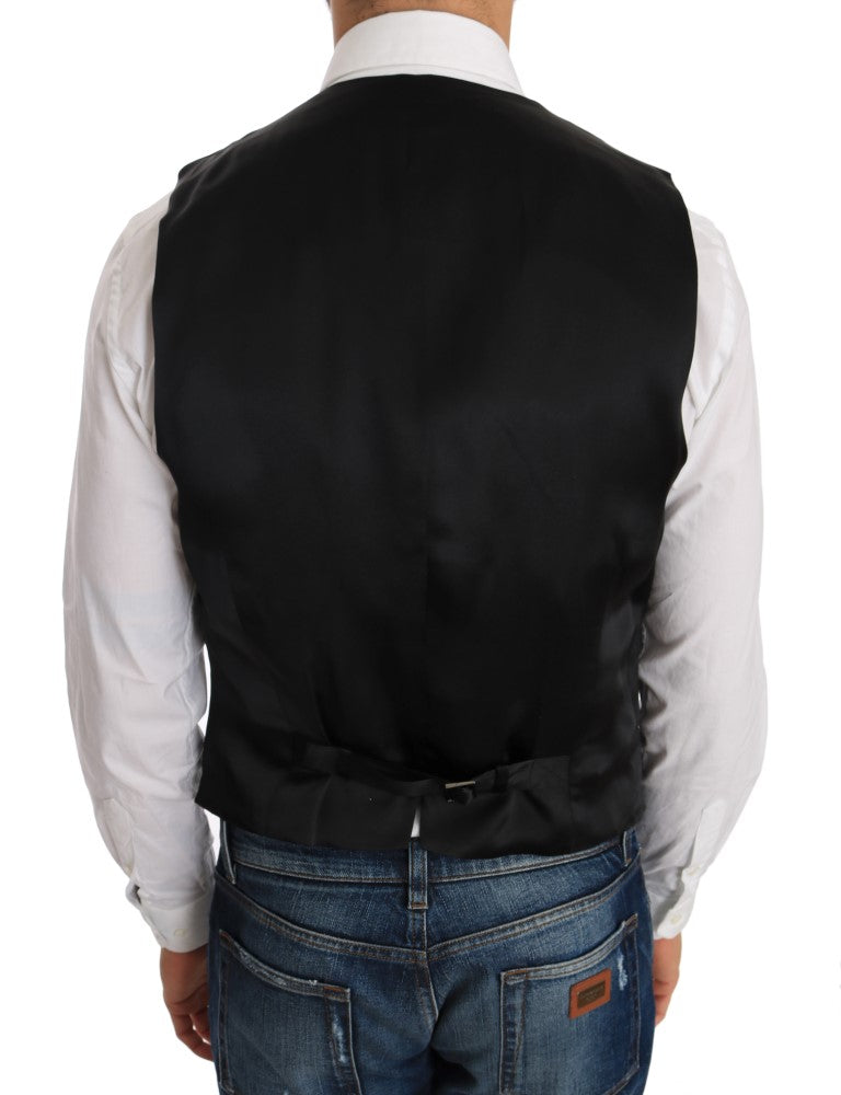 Zwart wollen zijden vest