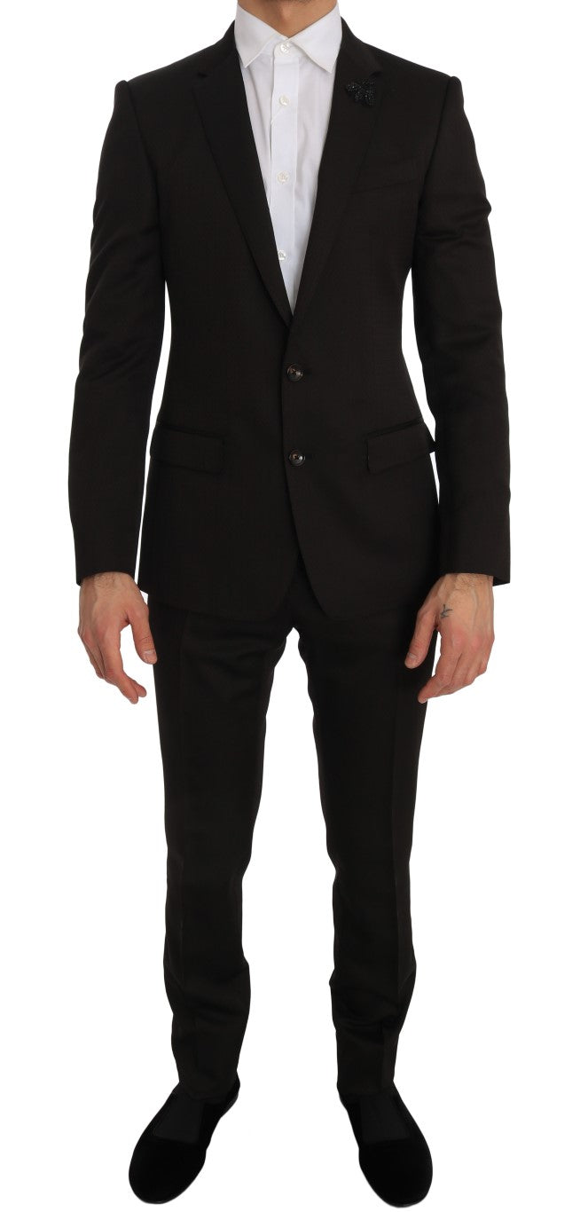 Bruine wollen kristallen bijen slim fit MARTINI