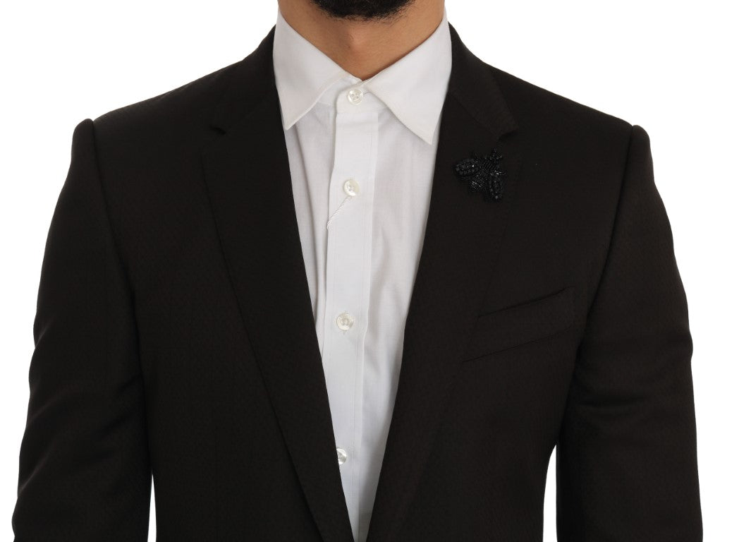 Bruine wollen kristallen bijen slim fit MARTINI