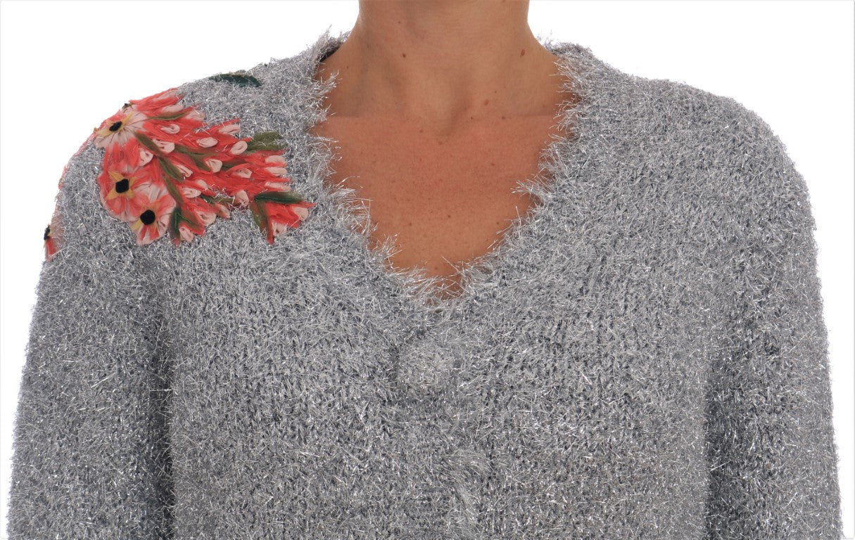 Zilveren vest met bloemenapplicatie