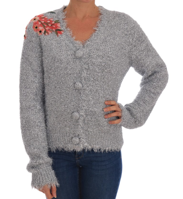 Zilveren vest met bloemenapplicatie