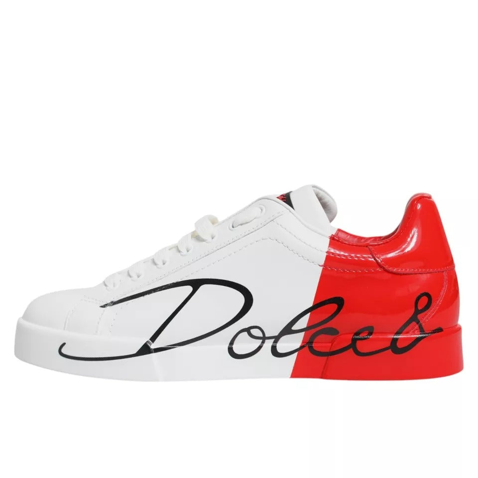 Witte rode Portofino lage sneakers