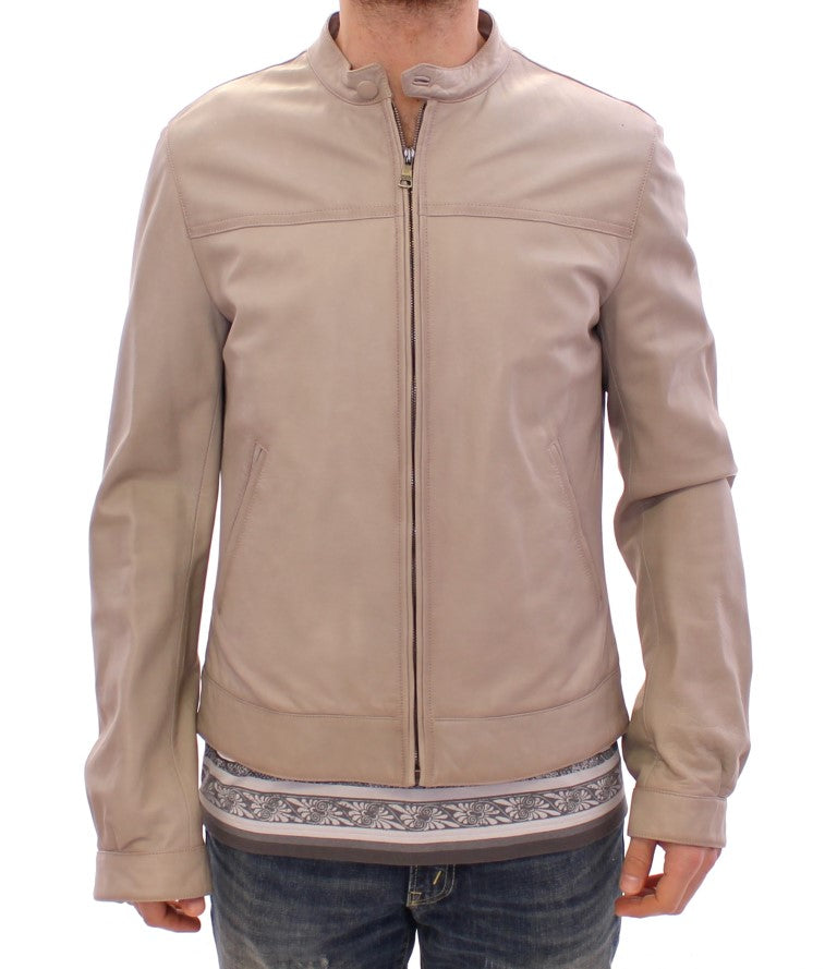 Beige leren jas bikerjas