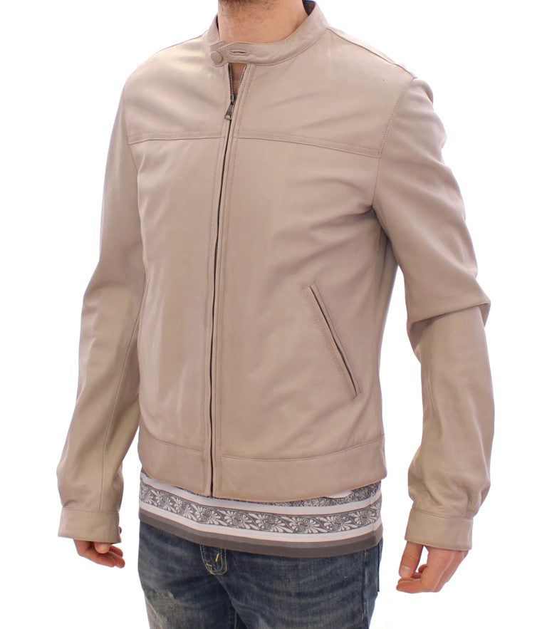 Beige leren jas bikerjas