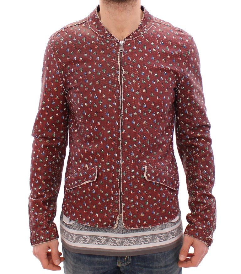 Bordeaux leren boxerjack met print